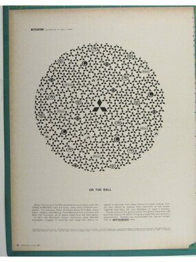 Print Ad Mitsubishi On The Ball 1966 Vintage Logos Abstract  Japan